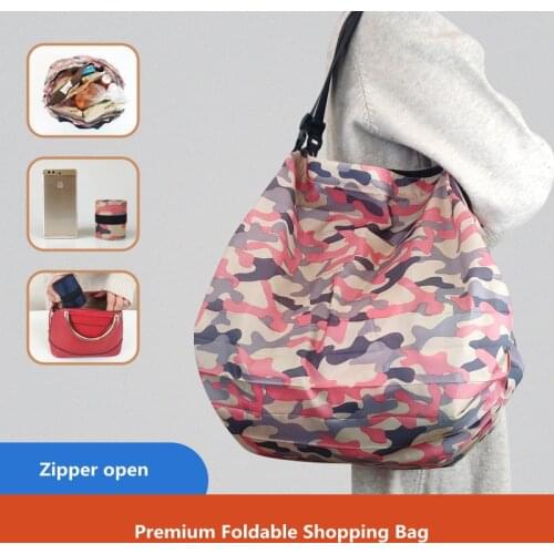 Folding Shopping Bag Eco-friendly Reusable Portable Shoulder Handbag Travel Grocery Fashion Pocket Tote Bag