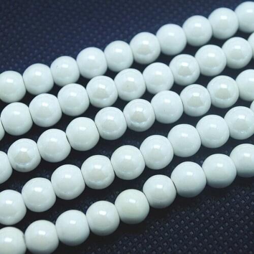 Socharming Nice White Porcelain Beads Ceramic Stone Round Ball Size 6mm 8mm 10mm 12mm good quality
