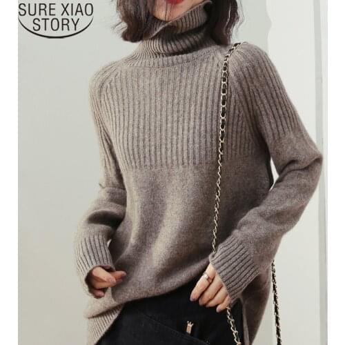 Turtleneck Sweater Women Winter Clothes 2021 New Long Sleeve Sweater Solid Thick Knitwear Elegant Wild Pullover Sweaters 11123
