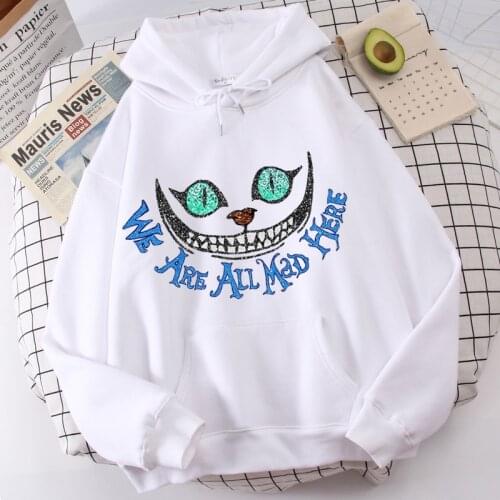 Disney Hoodie Alice in Wonderland Cheshire Cat Loose Round Neck Sweatshirt Sweatshirt Harajuku Casual Pullover 2021 Unisex Top