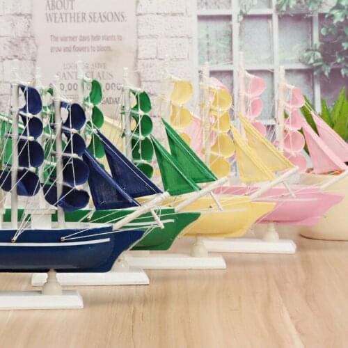 Wooden crafts decoration, colorful wooden sailing boat, smooth and auspicious home desktop decoration gifts home accessories