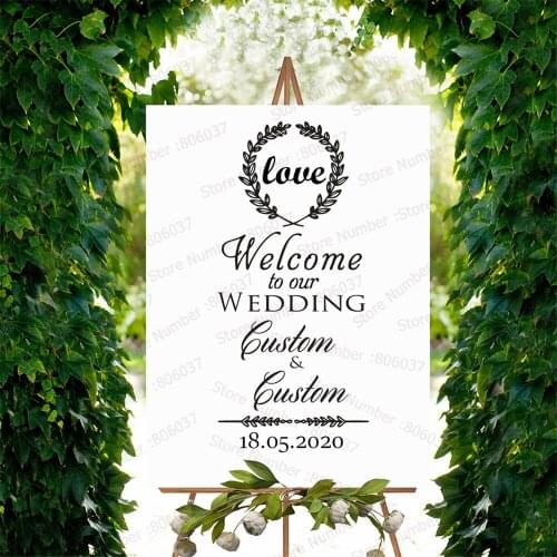 Welcome - Wedding Sign Board Stickers Vinyl Wall Decal Wedding Ceremony Decor New Design WL587