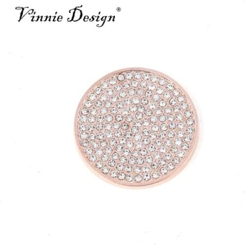 Vinnie Design Jewelry Luxury Full Crystal Coin for 35mm Stainless Steel Frame Pendant