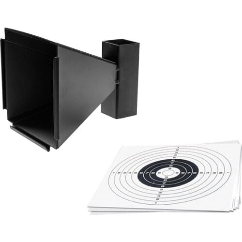 5.5"*5.5"(14cmx14cm) Funnel Black Pellet Trap+20 Bulls-eyes Paper Target(2) for AirRifle, Airgun, PelletGun, Steel & Plastic BBs