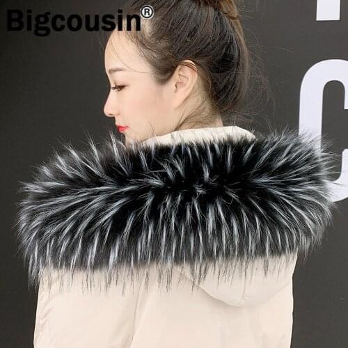 Faux Fur Women Collar 100% High Quality Fur Scraves Luxury Warm Multicolor Men Baby Jackets Hooded Collar Clothes Accessories