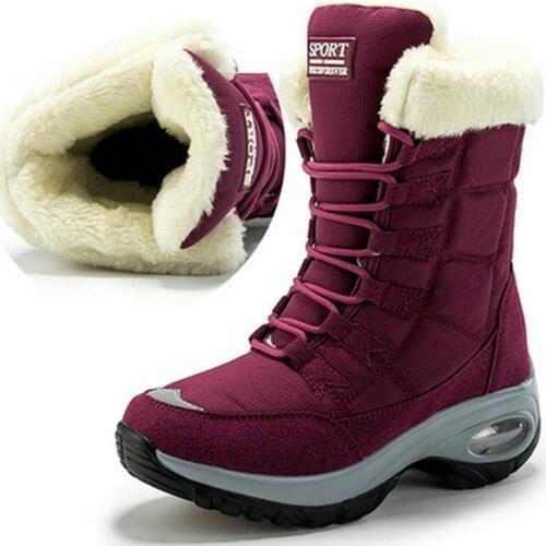 2021 New Winter Women Boots High Quality Keep Warm Mid-Calf Snow Boots Women Lace-up Comfortable Thicken Boots Chaussures Femme