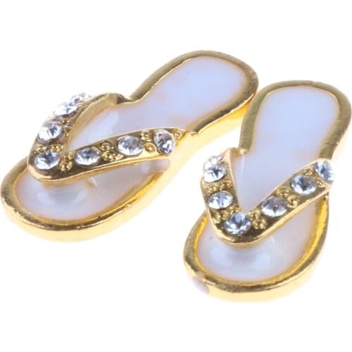 1:12 Dollhouse Miniature Metal Slippers Shoes Dolls House Accessories Decor Pretend Play Classic Toys for Kids Girl Gift
