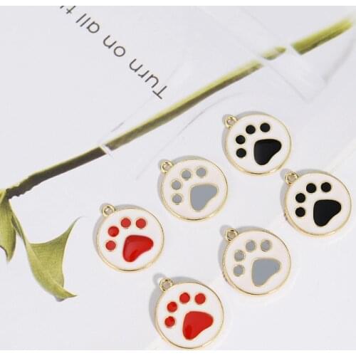 10pcs/pack Lovely Dog paw Oil Drop Enamle Charms Metal Earring DIY Fashion Jewelry Accessories 23*20mm