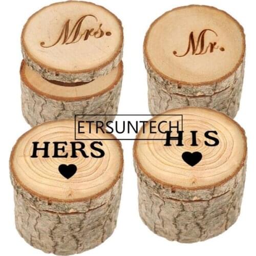 100sets Rustic Wedding Ring Bearer Box Wedding Decoration Wooden Ring Holder Gift Box Photography Props