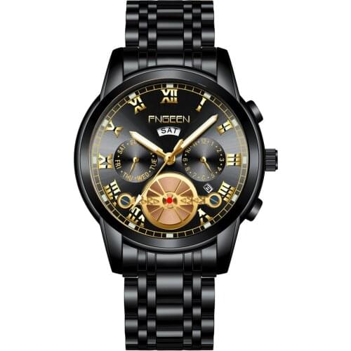2021 Hot Watch Mens Fashion Black Watch Mens Flywheel Steel Band Black King Kong Non-mechanical Mens Watch Luxury Watch
