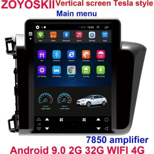 Android 9.0 os 10.4 inch vertical Tesla style CAR Radio GPS bluetooth Navigation player WIFI 4G For Honda Civic 2011-2015