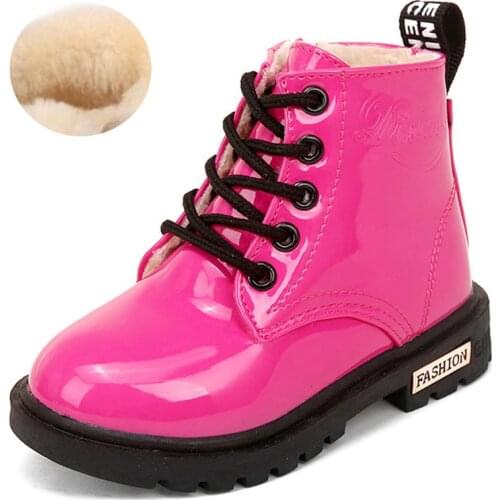 Children Winter Rose red Yellow Snow Martin Boots For Girls Kids Waterproof Princess Cotton Shoes Thick Warm Rubber Boots New