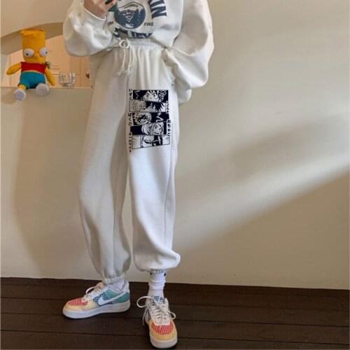 Harajuku Japan Anime My Hero Academia Korean Fashion Hip Hop Wide Leg Pants Women Casual Streetwear Elastic Waist Jogger Pants