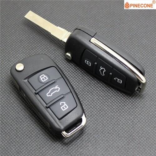 PINECONE for Audi A8 A6L A4 A3 A2 TT Car Key Fob Case 3 Buttons Uncut Hu66 Blade High Quality Replace Remote Key Shell