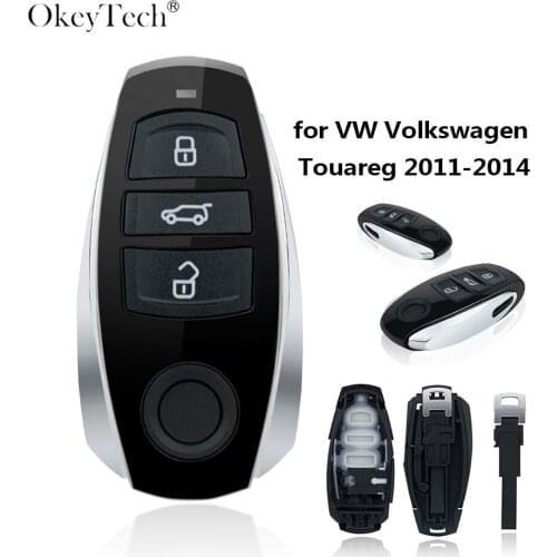 OkeyTech Fob 3 Button Keyless Entry Remote Car Key Shell Case For VW Volkswagen Touareg 2011-2014 Car Shell Case Replacement