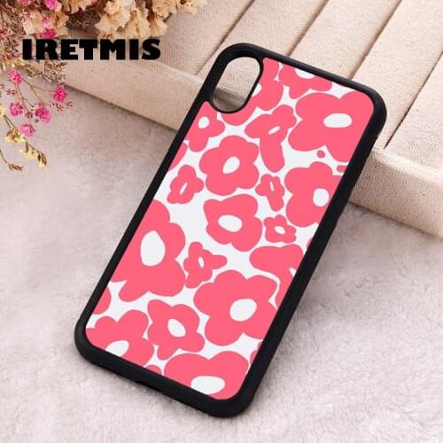 Iretmis 5 5S SE Phone Cover Case for iPhone 6 6S 7 8 Plus X Xs XR 11 12 Mini Pro Max Rubber Silicone Hippy Flowers Swirl Red