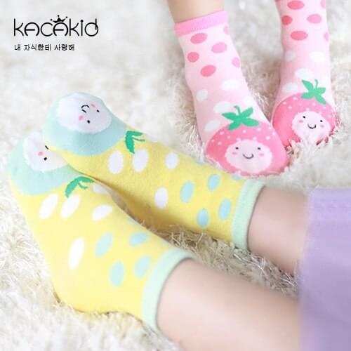 KACAKID Children Socks Unisex Cute Fruits Pattern Baby Children Socks Cotton Anti-slip Kids Infants Children Girls Socks ka1154