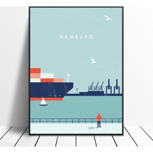 Hamburg Canvas Travel Poster Prints Home Wall Art Decor Painting