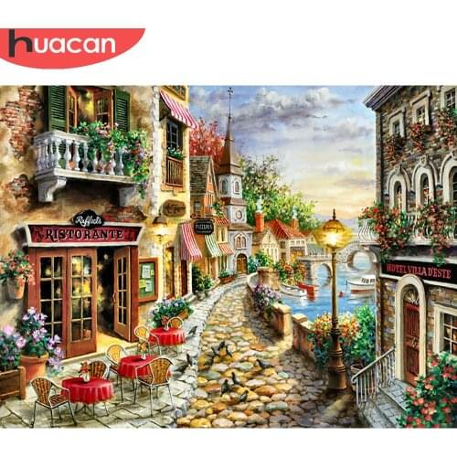 HUACAN Diamond Painting City Landscape Diamond Embroidery Scenery Handicraft Full Square New Arrival Home Decor