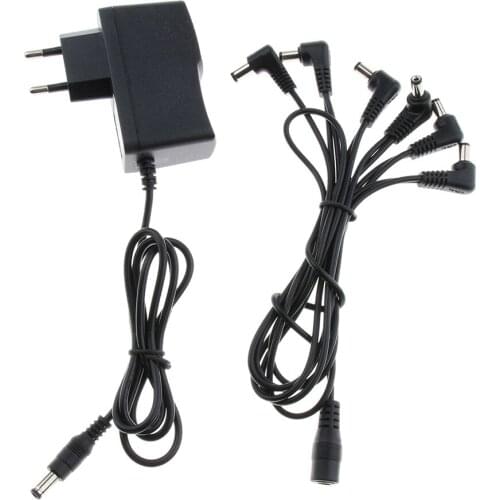 1 to 6 Way Guitar Effect Pedals Power Supply Cable + Adapter (EU Plug)
