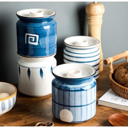 Ceramic Airtight Jar Household Tea Storage Storage Jar Kitchen with Lid Honey Dried Fruit Storage Airtight Jar Home Decoration