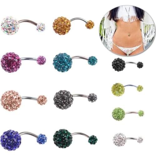 Crystal Rhinestone Belly Button Rings Surgical Steel Navel Piercing Jewelry