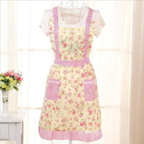 Kitchen Apron Women Lady Floral Cloth Apron For Restaurant Home Kitchen Cooking BBQ With Pocket Waist Bib Women Apron Accessorie