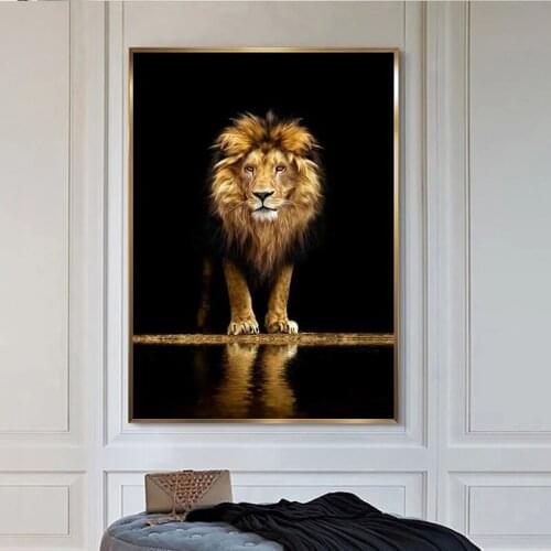 Lion in the Dark Canvas Art Posters And Prints Animals Wall Art Decorative Pictures African Lion Canvas Painting Home Wall Decor