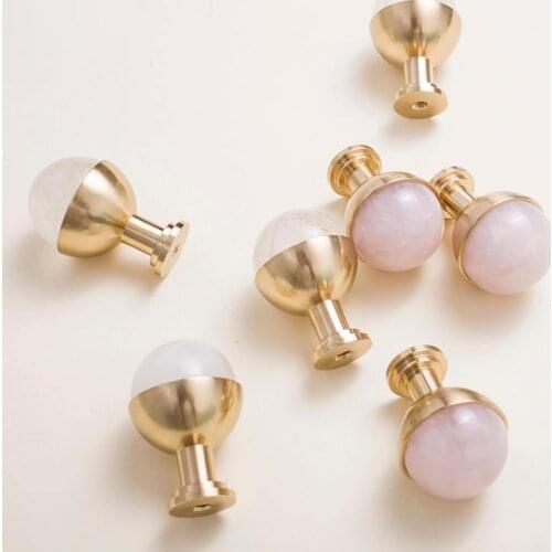 LKL Light Luxury Brass Crystal Ball Pure Copper Nordic Simple Wardrobe Door Cabinet Door Drawer Handle Single Hole KNOB