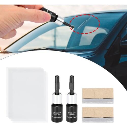 X Autohaux 20ml Car Windshield Repair Kit Quick Fix Car Cracked Glass Windscreen Repair Tool with 2 Black Repair Agent
