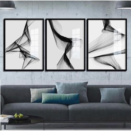 Nordic Black White Wall Art Canvas Painting Decorative Posters Prints Abstract Line Picture for Living Room Modern Home Decor