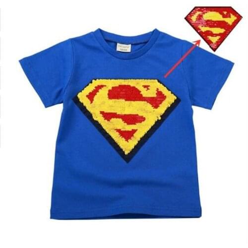 New Boy T-shirt Cotton Short Sleeve T-Shirt Round Collar Sequin Children Cartoon Sequin Childrens Wear Girls Childrens Wear