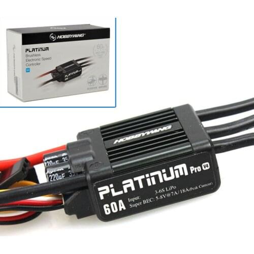 Original HobbyWing Platinum PRO V4 60A ESC (3S-6S) for 450-480 Class Helicopter (Propeller: 325-360mm)