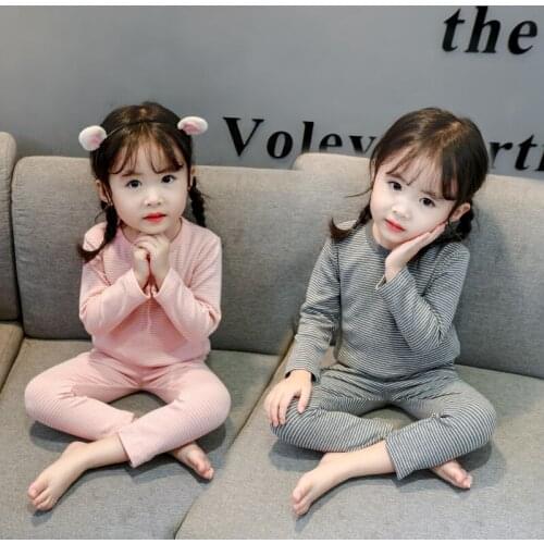 Girl Boys Pajamas Suits Tops+ Pants 2Pcs/Sets 2021 Fashion Spring Summer Cotton Nightwear Homewear Sleepwear Children Clothing
