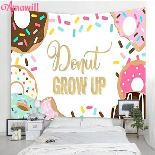Donut Grow Up Background Tapestry Birthday Party Supplies Kids Donut Photography Photo Studio Baby Shower Decor Hanging Cloth