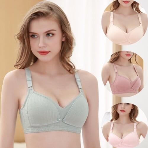 Threaded Pregnant Women Without Steel Ring Front Button Opening Breastfeeding Breastfeeding Anti-Glare Underwear Cotton Bra