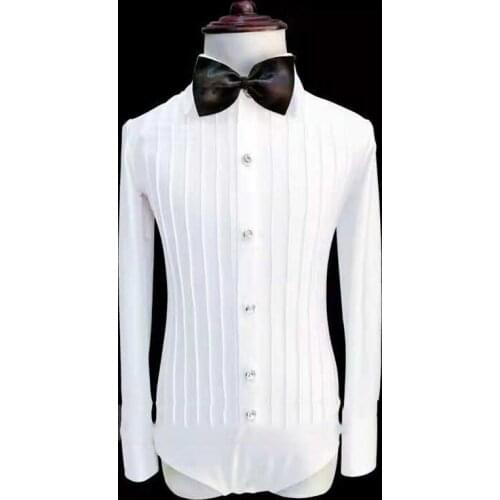 Boys Latin Dance Tops Children Standard Ballroom Cha Cha Rumba Dancing Leotard Shirt For Kids Latino Performance Clothing DL4044