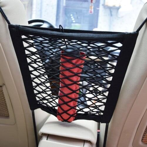Universal Elastic Car Trunk Box Storage Bag Mesh Net Bag 28*28cm Car-styling Luggage Holder Pocket Sticker Trunk Organizer Black