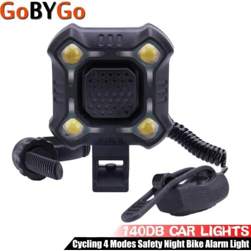 GoByGo 2 in1 4 Lamp Cycling Light 140 dB Bike Bell Front Bicycle Headlight 4 Modes Safety Night Cycling Lamp+Loud Alarm Security