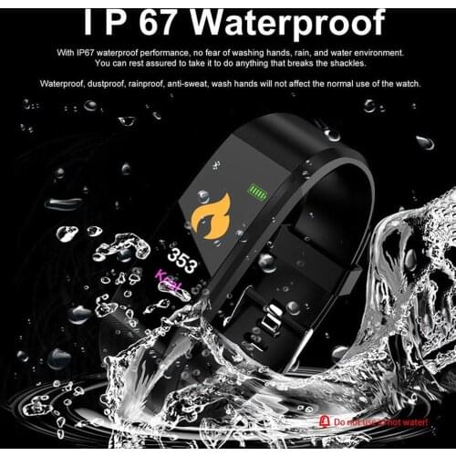 115 Plus Waterproof Smartwatch Sport Smart Bracelet Heart Rate Blood Pressure Monitor Fitness Watch for Android and IOS