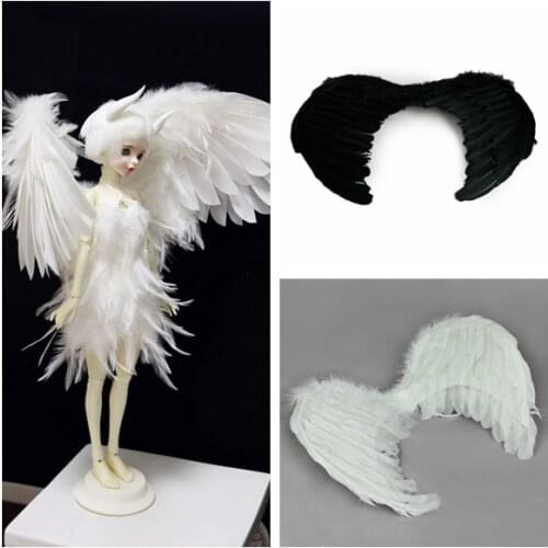 [wamami] Genuine White Fairy Nymph Fallen Angel Costume Feather Wings For 1/3 BJD Doll Dollfie