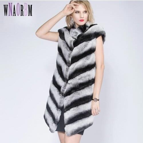 2021 New Fashion Rex Rabbit Vest Mandarin Collar Thick Warm Fur Winter Women Real Fur Coat Winter Jacket Women