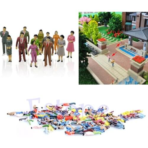 100Pcs 1:100 Building Layout Model People Train HO Scale Painted Figure Passenger Model Building Kits