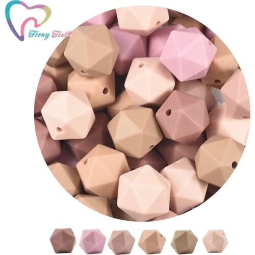 100 PCS 14 MM Icosahedron Food Grade Silicone Teething Beads For Baby Nursing Teething Necklace Teether Pacifier BPA Free