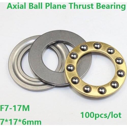 100pcs/lot F7-17M 7×17×6mm High Quality Axial Ball Plane Thrust Bearing 7*17*6mm