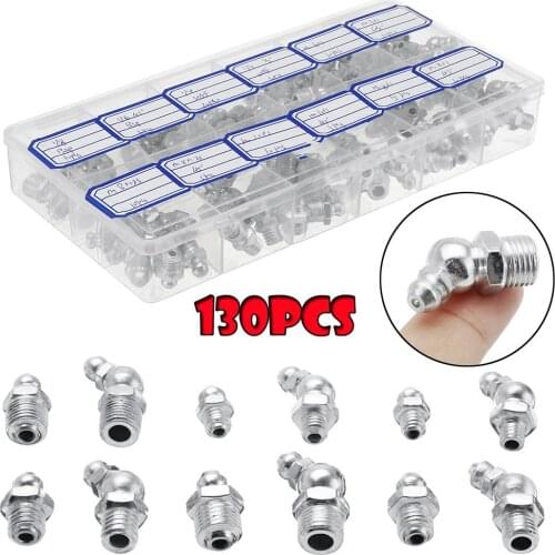 130Pcs Metric Imperial BSP UNF M6 M8 M10 Hydraulic Grease Nipples Fitting Set Car Accessories
