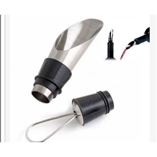 2pcs/set Wine Funnel Bottle Pourer Dumping Plug Bar Tools Rolhas dos vinhos Stainless Steel Wine Pourers Wine Stoppers