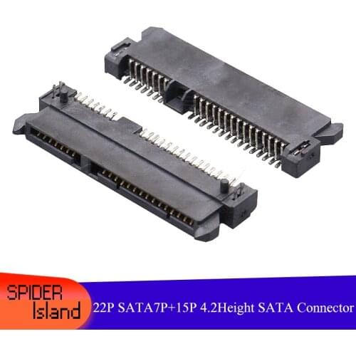 200pcs SATA Connector 22Pin SMT height 4.2H SATA7 + 15pin Female for HDD Interface Socket