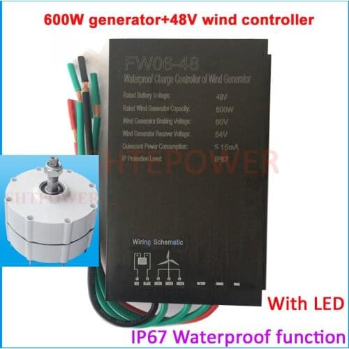 600W 48V wind turbines system DIY 600W 3 phase ac 48V generator with 48V wind charger controller LED Free shipping