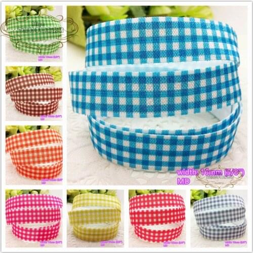 9 colors Elastic Ribbon Printed Square 5/8 inch 15mm width flexible tape Baby headband Hairbow accessory 10 yards free shipping